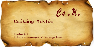Csákány Miklós névjegykártya